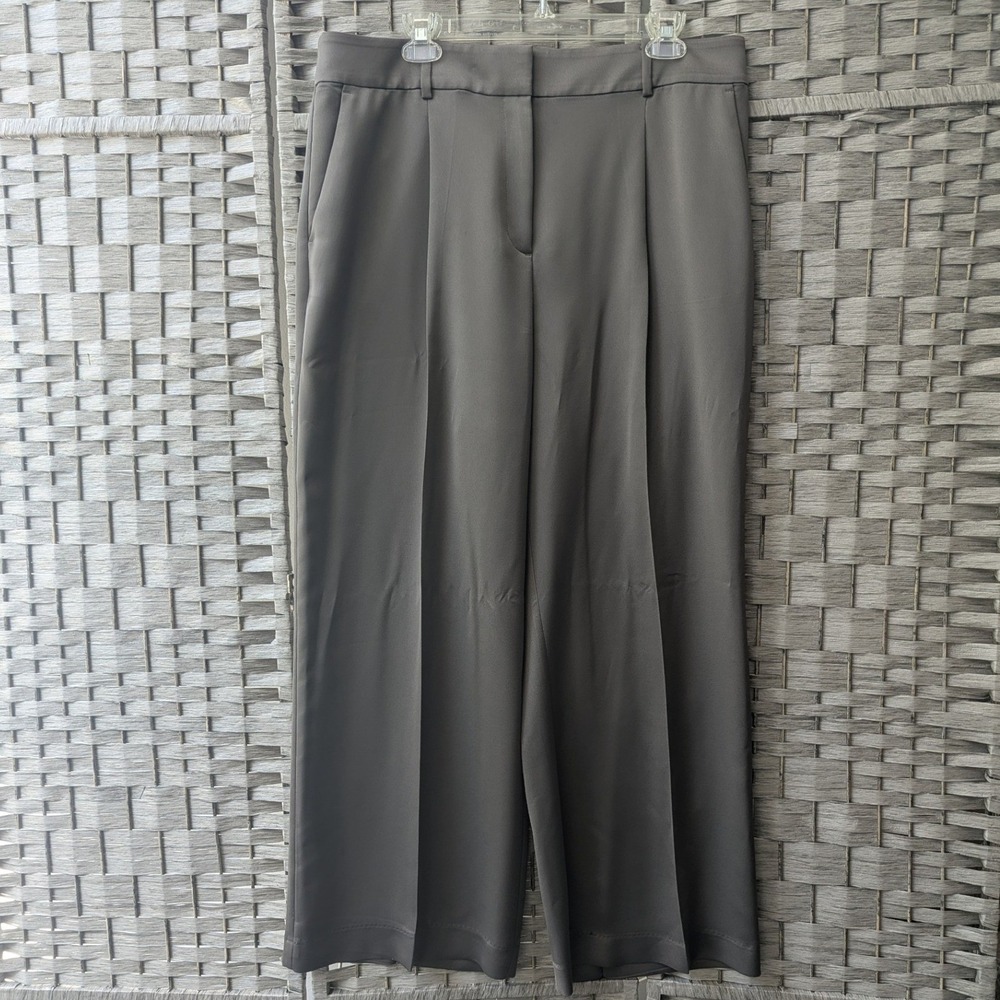 LOFT The Peyton Trouser Gray Wide Leg High Rise Dress Pants 14 Chic Polished